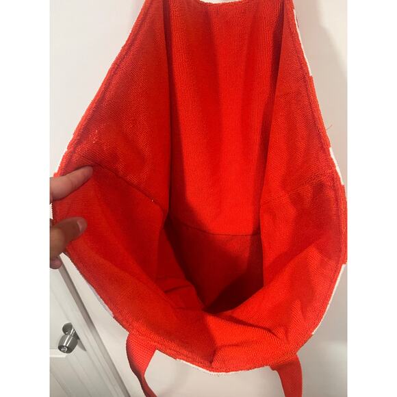 Lancôme Terry Cloth Towel Beach Bag Orange White Stripe - Picture 5 of 5